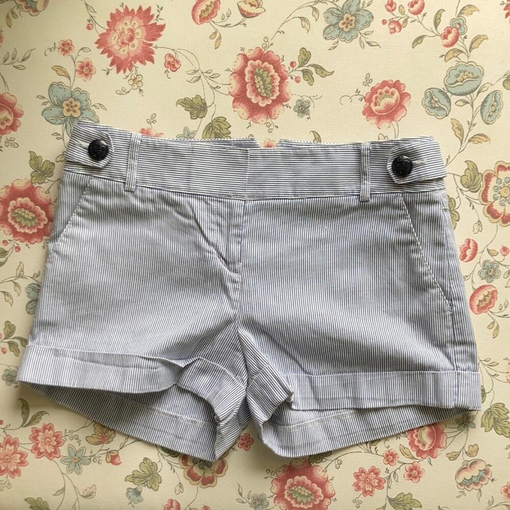 Express Blue & White Striped Cuffed Shorts, Size 0